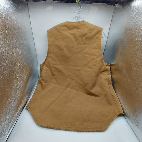 Carhartt Vest Tan Sherpa Lined Mens Size Large Tall Made In USA Vintage - Picture 2 of 7